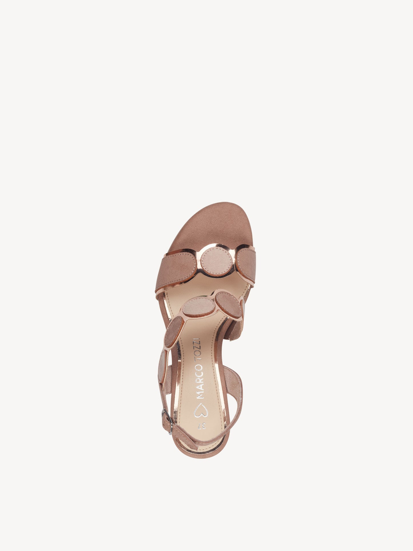 Marco Tozzi Nude and Rose Gold Healed Sandal