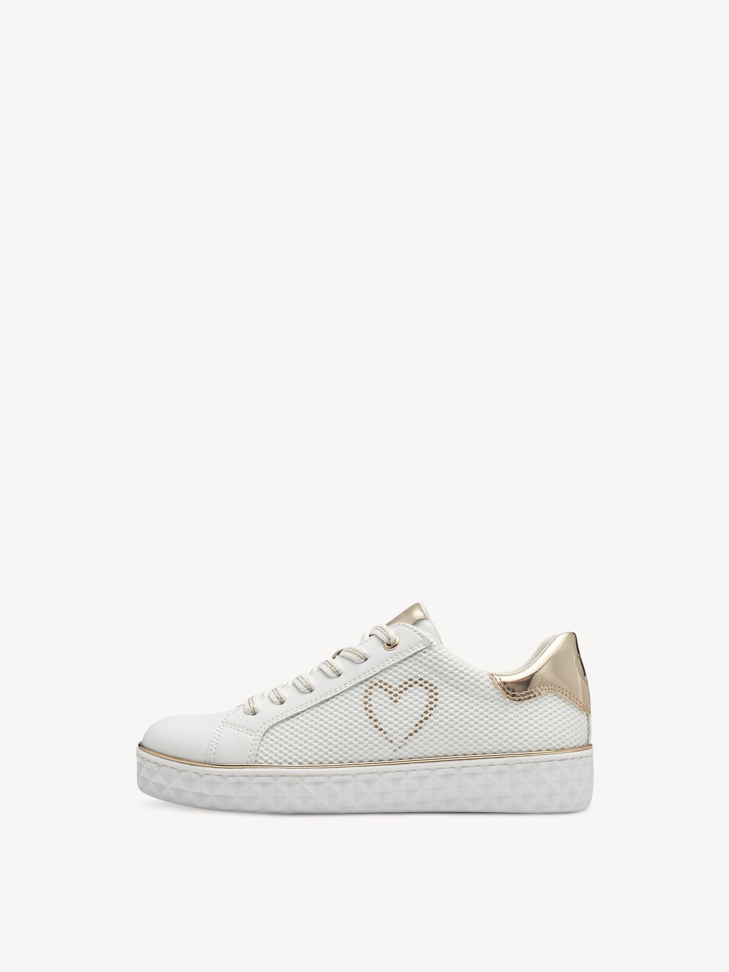 Marco Tozzi White and Gold Platform Trainer