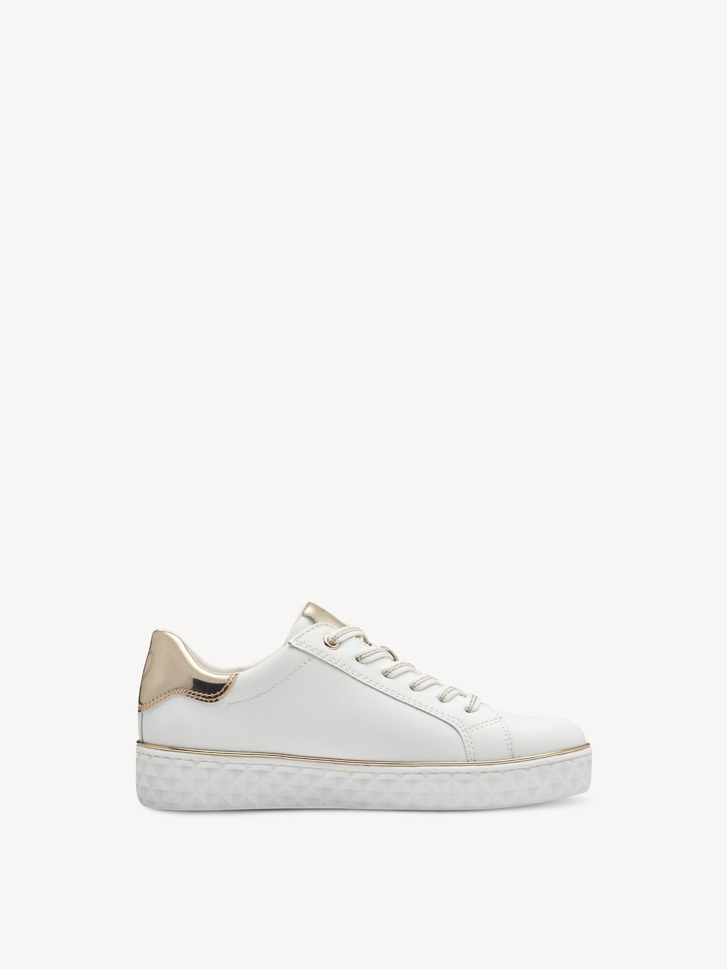 Marco Tozzi White and Gold Platform Trainer