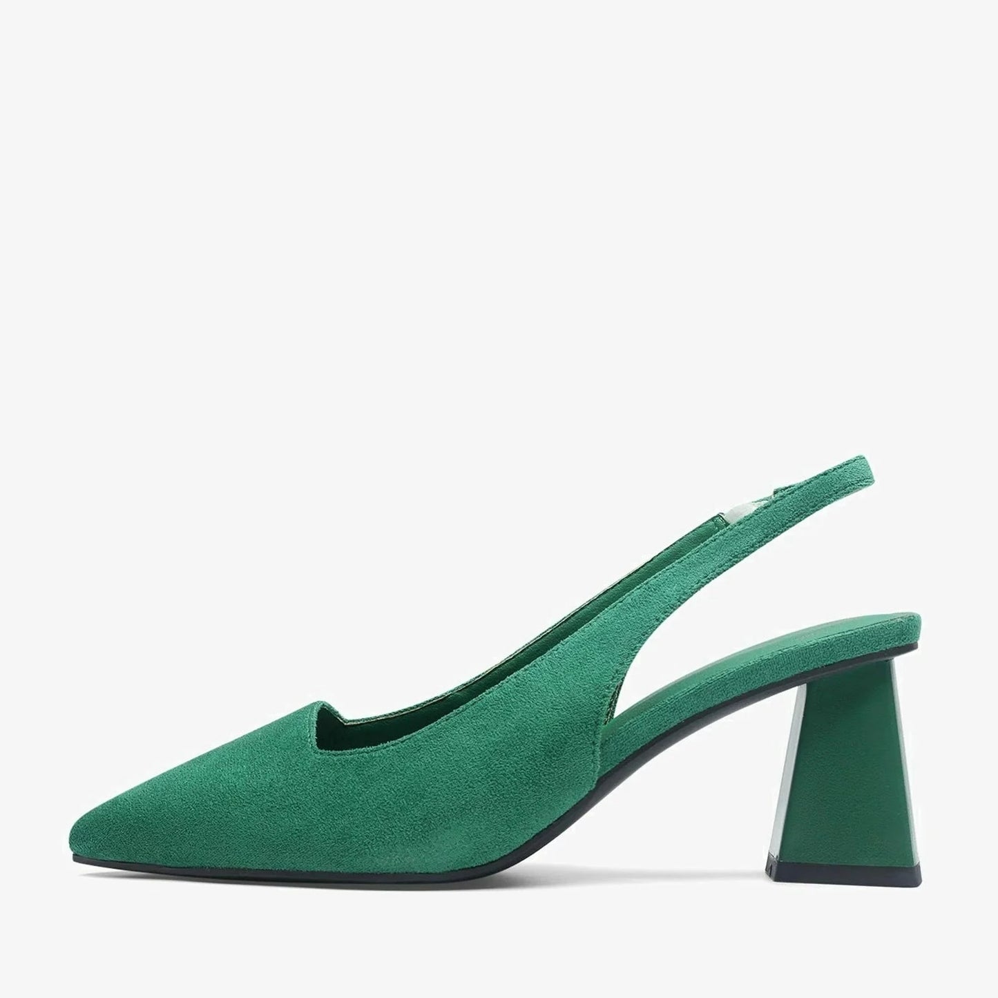 Besty Green Suede Effect Pointed Court Shoe
