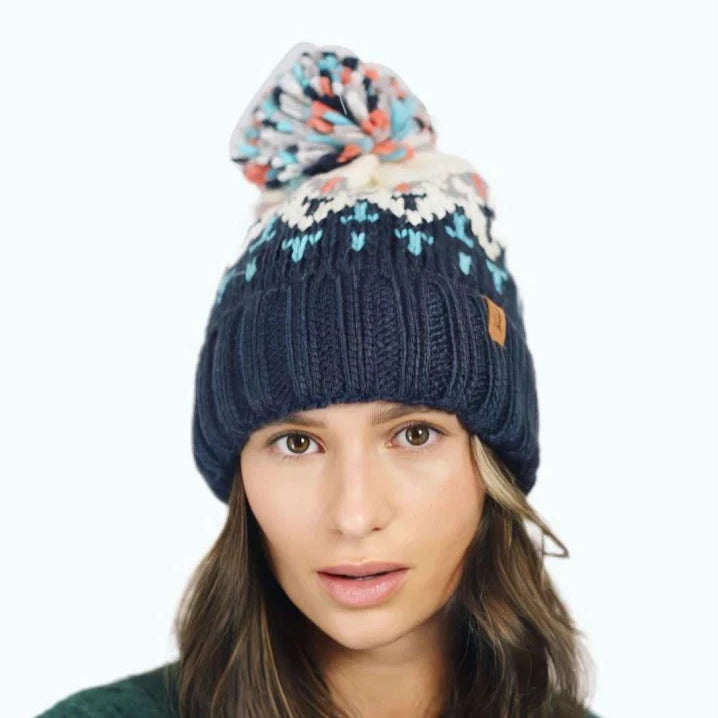 Colourful Knit Pom Pom Beanie Winter Hat