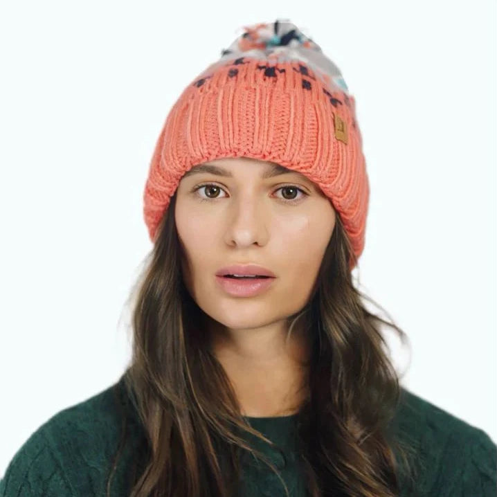 Colourful Knit Pom Pom Beanie Winter Hat