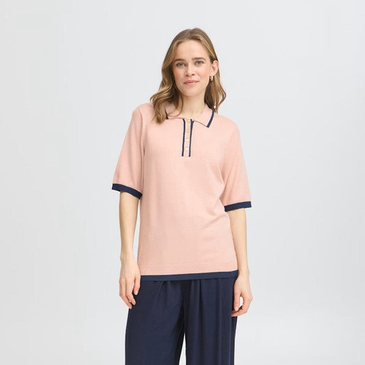 Fransa short sleeve collar top
