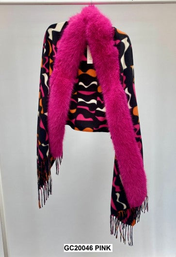 Malissa J Scarf Cape with Fur Collar