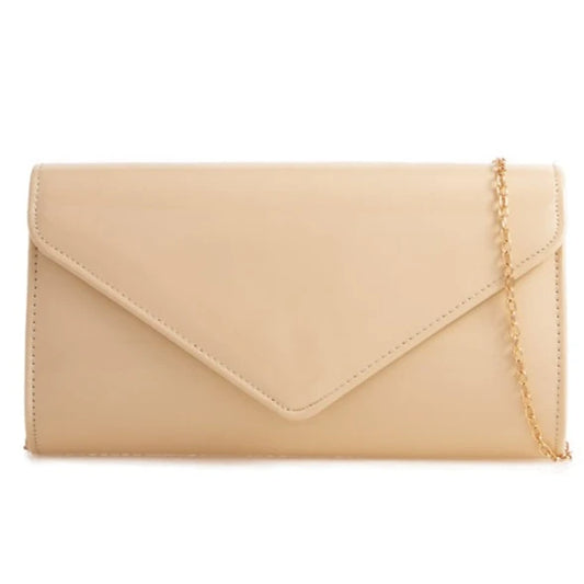 Koko Cream Patent Envelope Clutch Bag