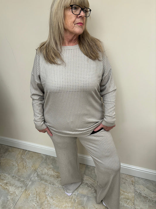 Malissa J WF2287 Long Sleeve Knit with Allover Stud Detail