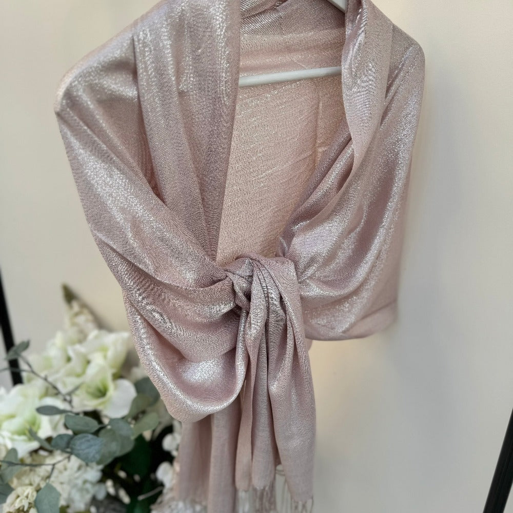 Shell Pink Silver Shimmer Wrap Scarf