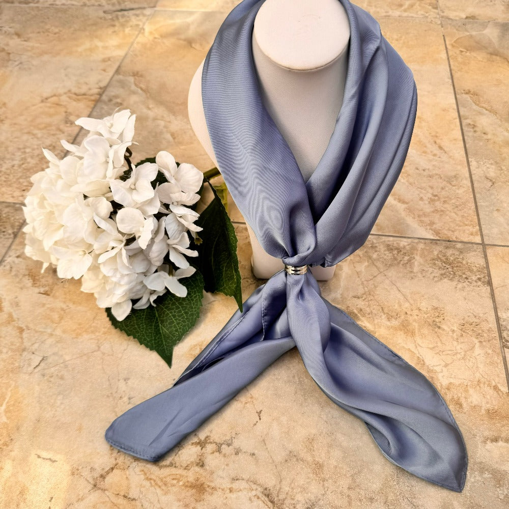 Silky Square Scarf with Ring Charm