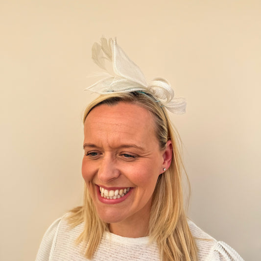 Max and Ellie BF3 Small Fascinator on Headband in Ivory