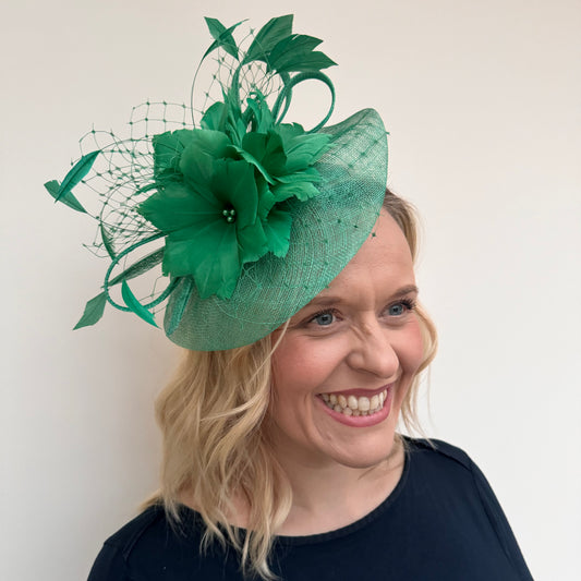 JBees JB18/040 Fascinator with Feathers in Greens