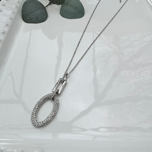 Silver Sparkly Pendant Necklace