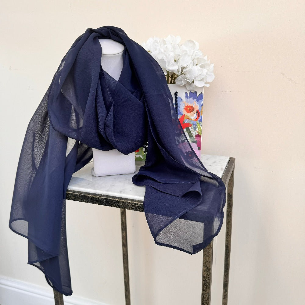 Navy Chiffon Wrap Scarf Lesley Ashworth