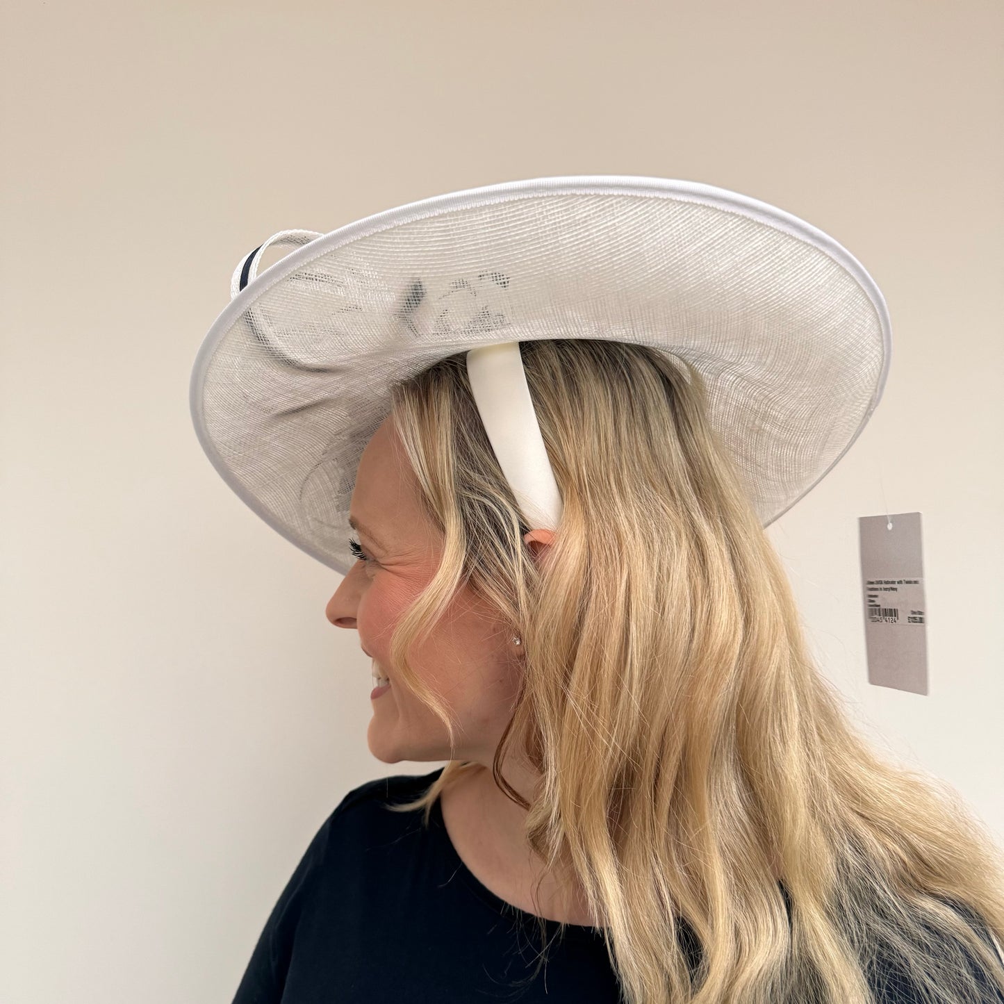 JBees 24/58 Hatinator with Twists and Feathers In Ivory/Navy