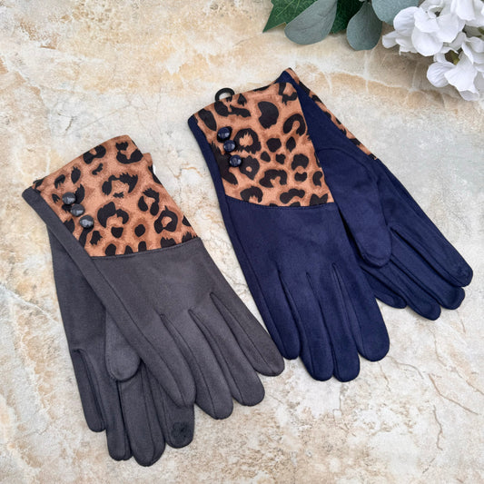 Butterfly Leopard Panel Gloves