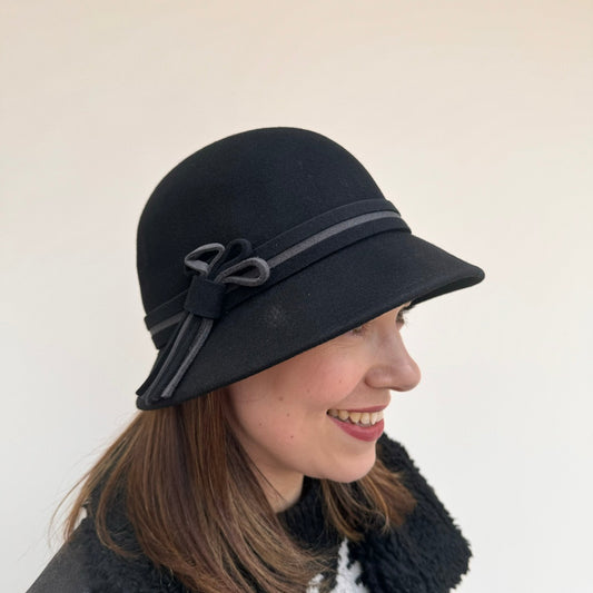 Major Wool Vintage Cloche Hat with Knot Detail