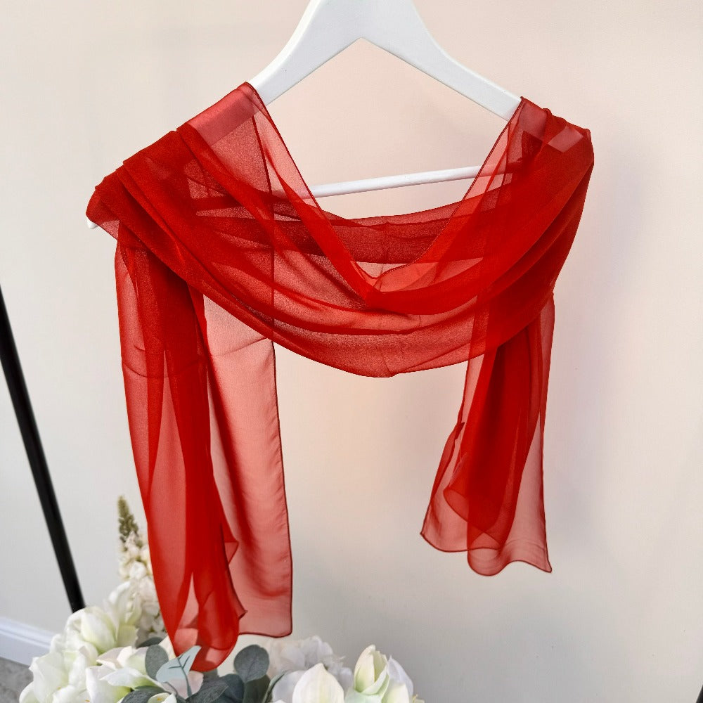 Rust Orange Chiffon Wrap Scarf