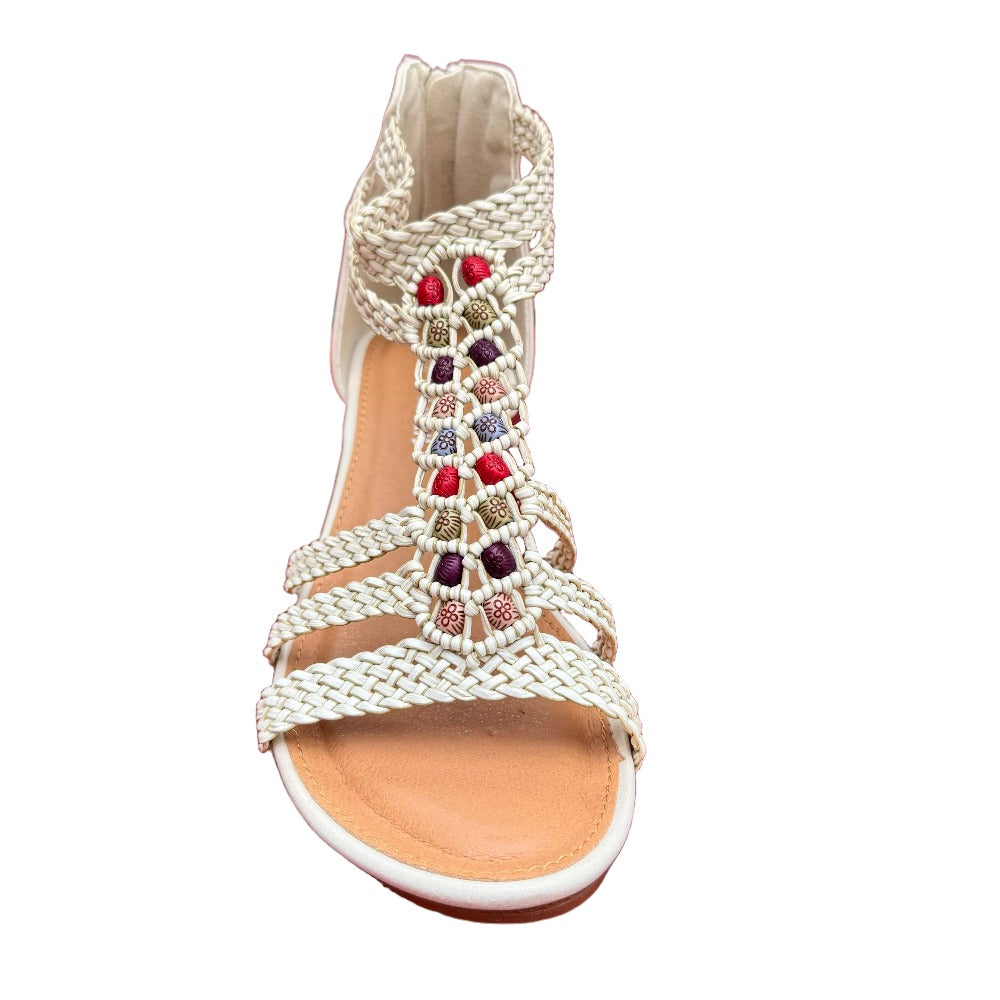 Braided strapy wedge sandal