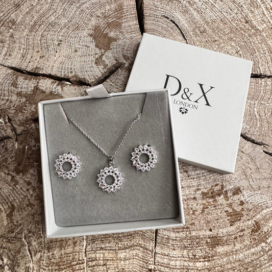 D&X Diamante Earings and Necklace Set