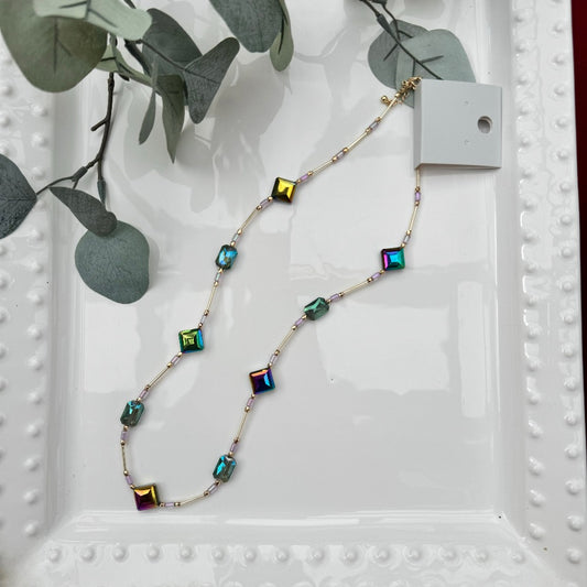Gold and Teal Necklace