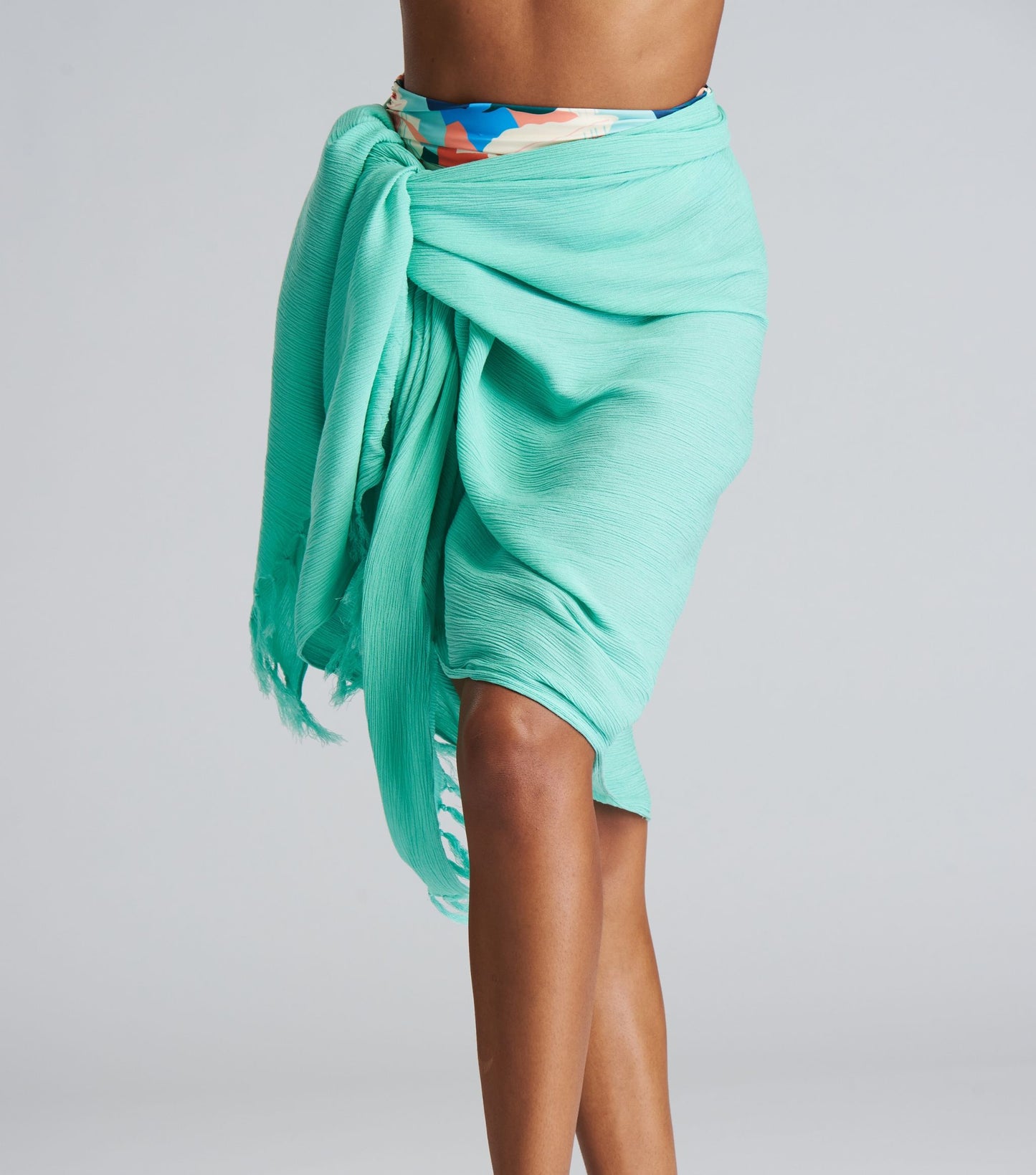 South Beach Crinkle Fringed Sarong Mint