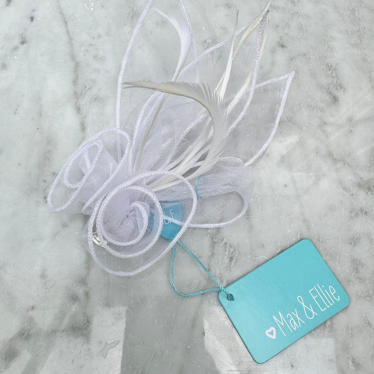 Max and Ellie OF4 White Small Clip Fascinator