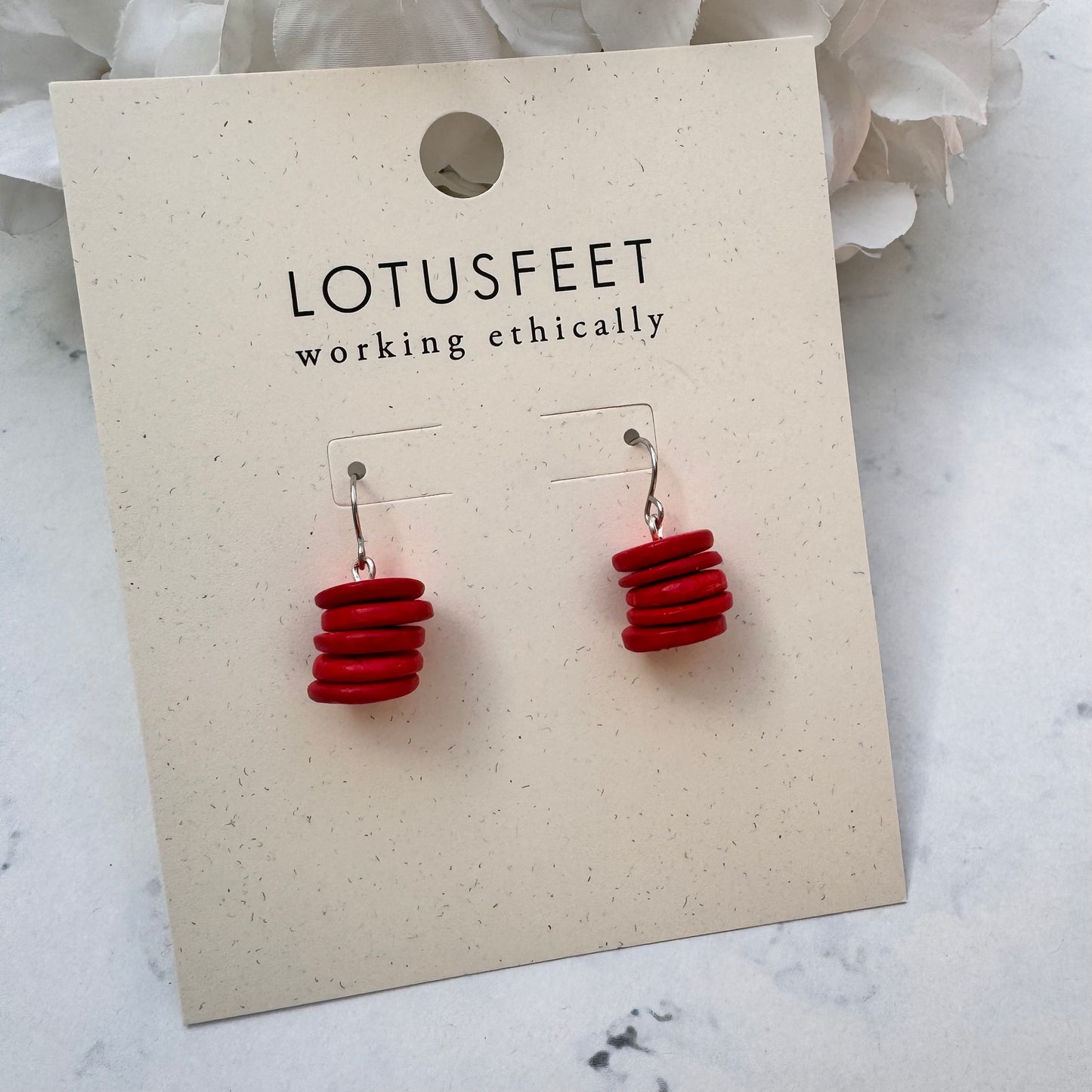 Lotus Feet Orange Coco Stack Dropper Earrings