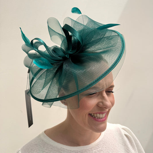 Celestial Dark Green Net  Fascinator