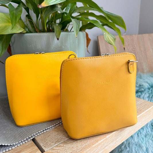 Leather Ladies Small Cross Body PS14 In Oranges & Yellows