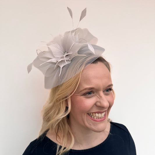 J Bees JB20/598 Net Fascinator in Silver