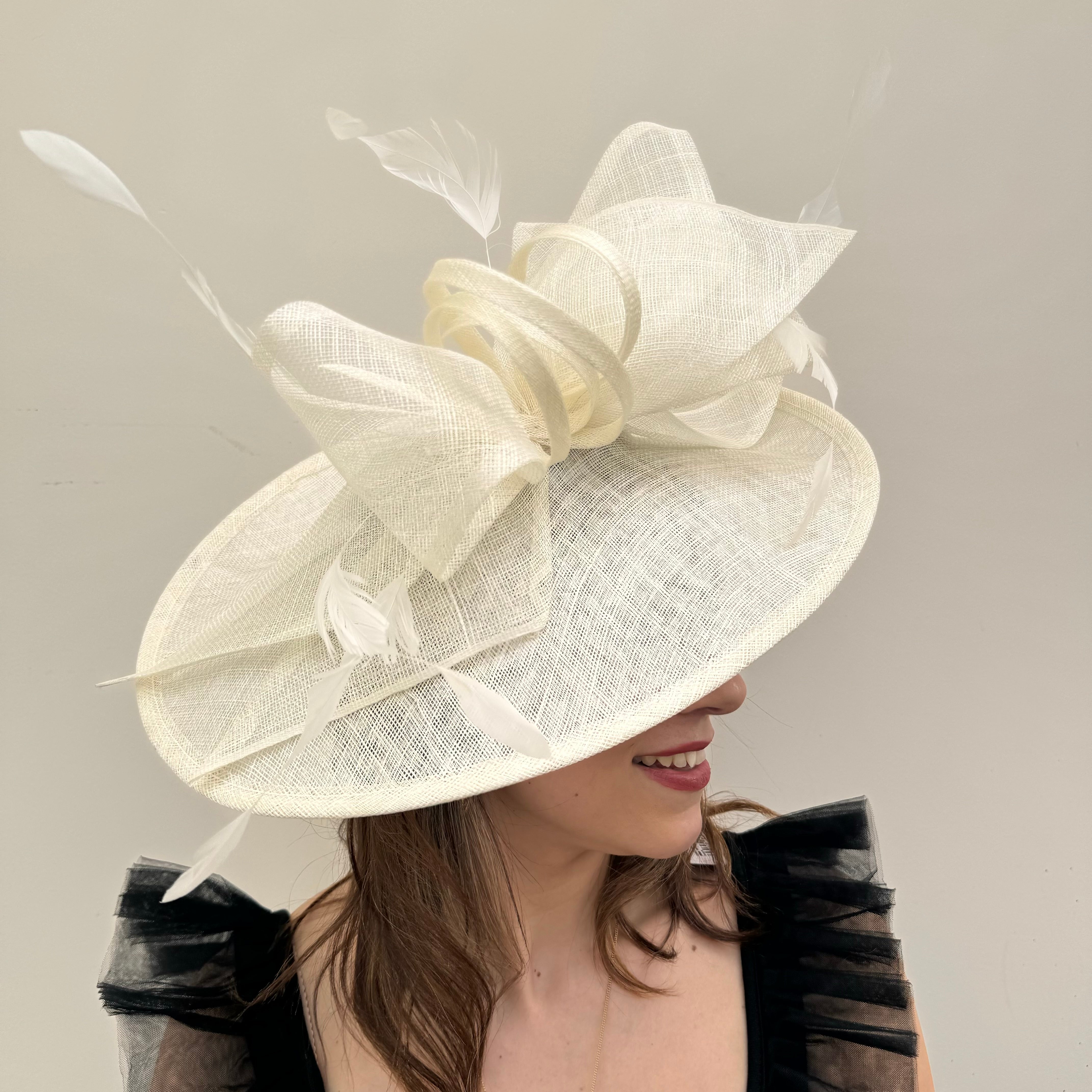 Ivory wedding hat on sale