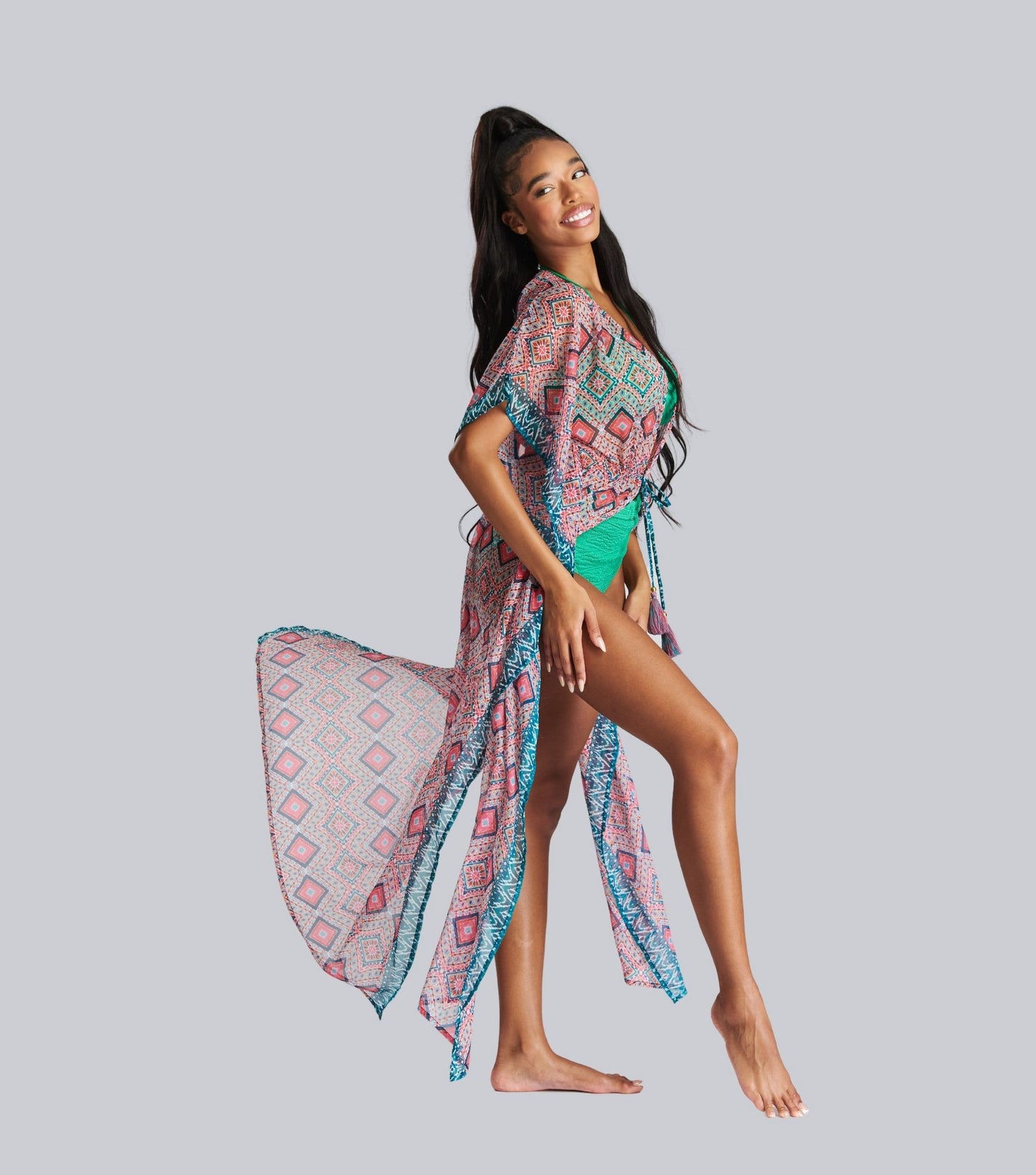 South Beach Print Chiffon Kaftan