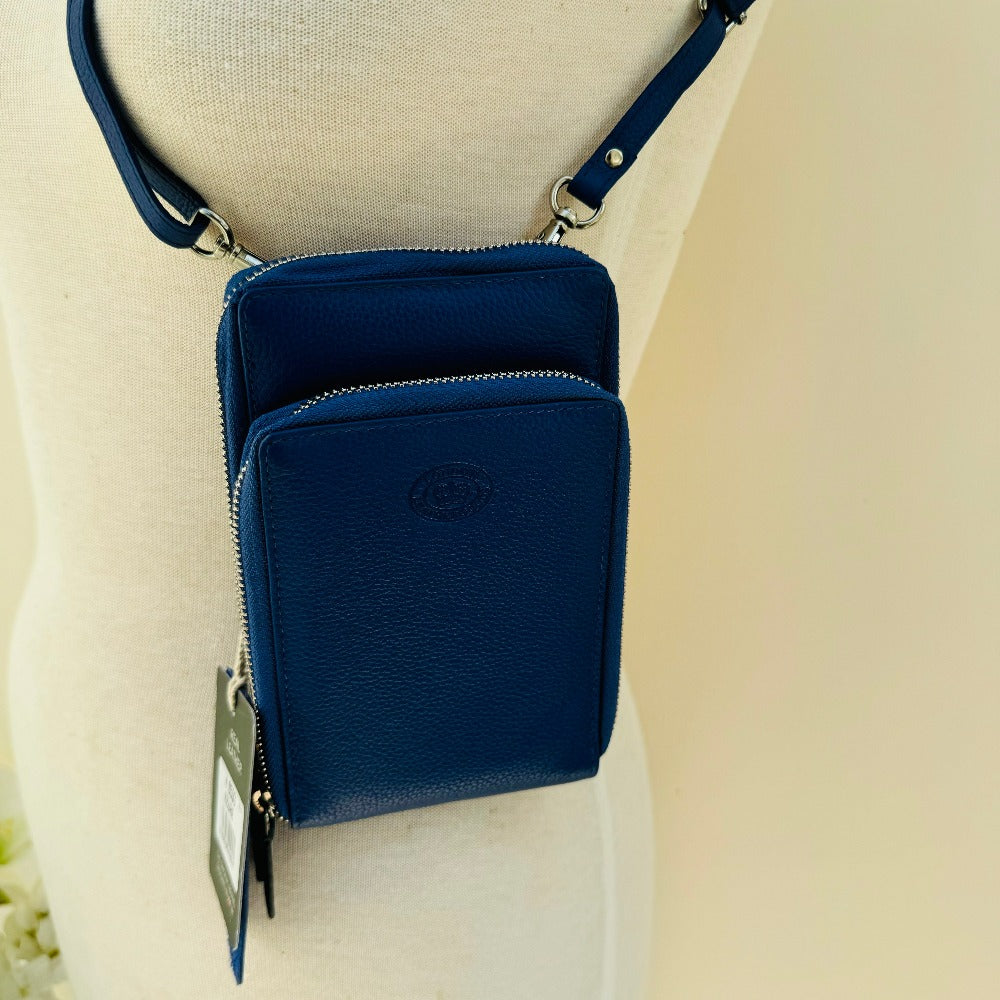 LLG Pebble Leather RFID X-Body Phone Bag