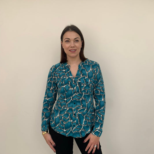 Classic Teal Pattern Blouse