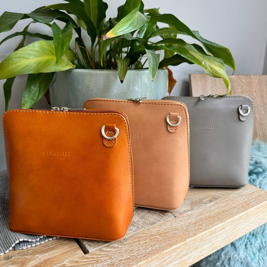 Leather Ladies Small Cross Body PS14 In Taupes & Browns