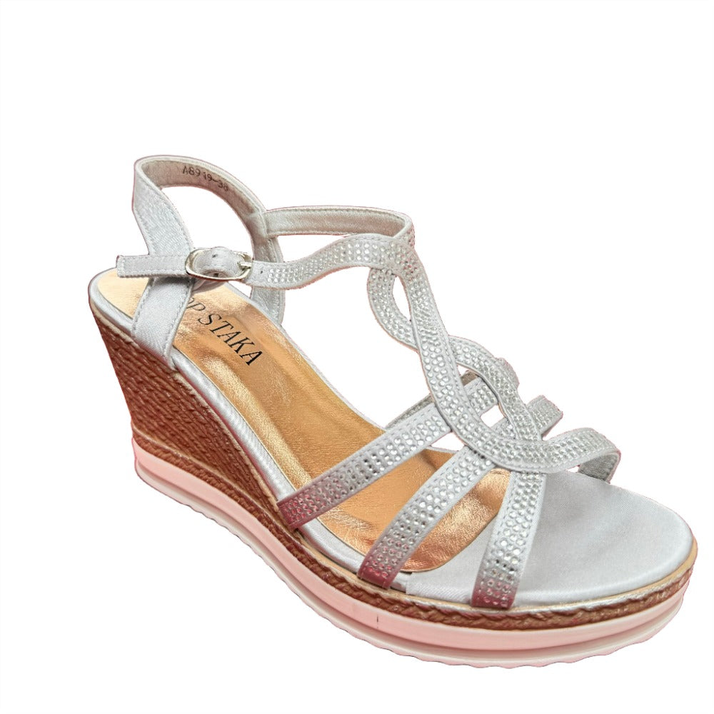 Top Staka Glitter Wedge Buckle Sandal