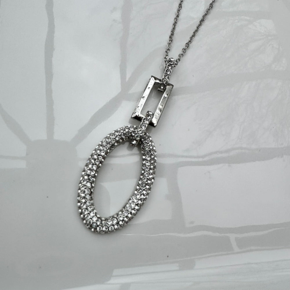 Silver Sparkly Pendant Necklace