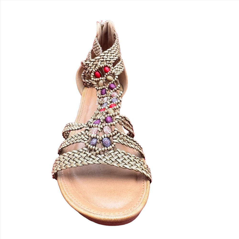 Braided strapy wedge sandal