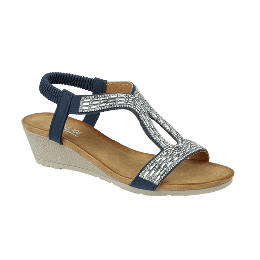 Jo & Joe Cape Verde Navy Glitter Wedge Sandal