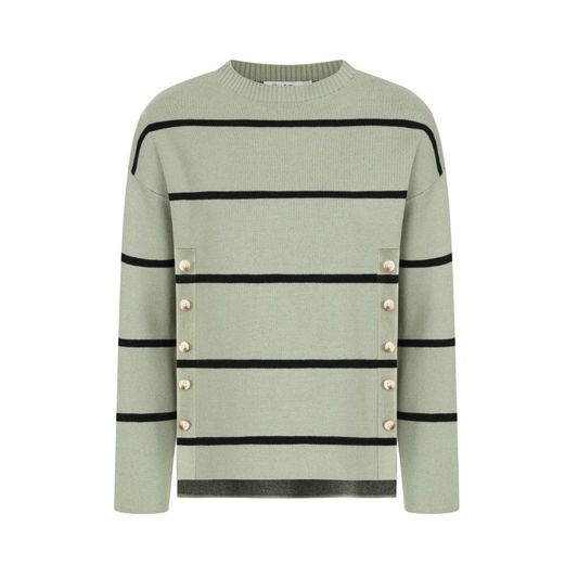 Alice Collins Karlie Button Stripe Pullover