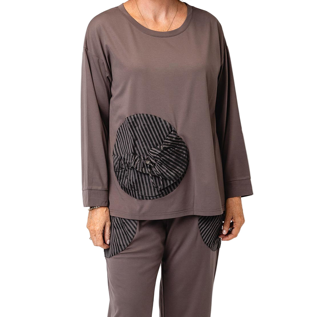 Malissa J WF2518 Jersey Top with Circle Shape Pocket