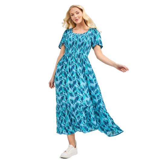 Mudflower 613 Feather Print Dress