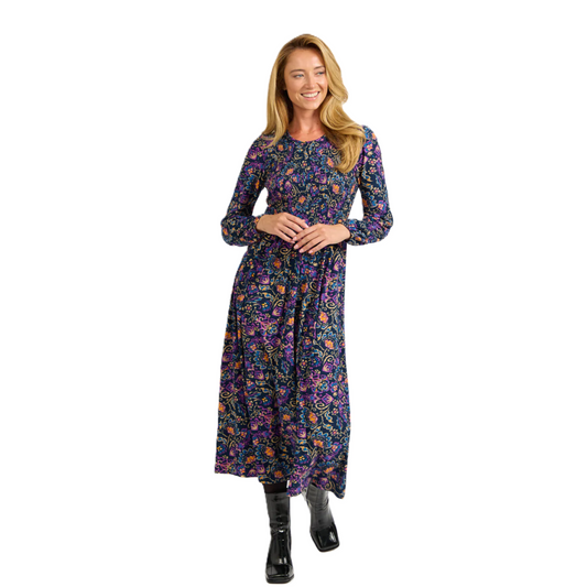 Mudflower 683 Patterned Long Sleeve Dress