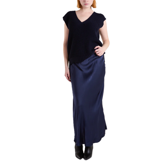 Waistband Satin Midi Skirt