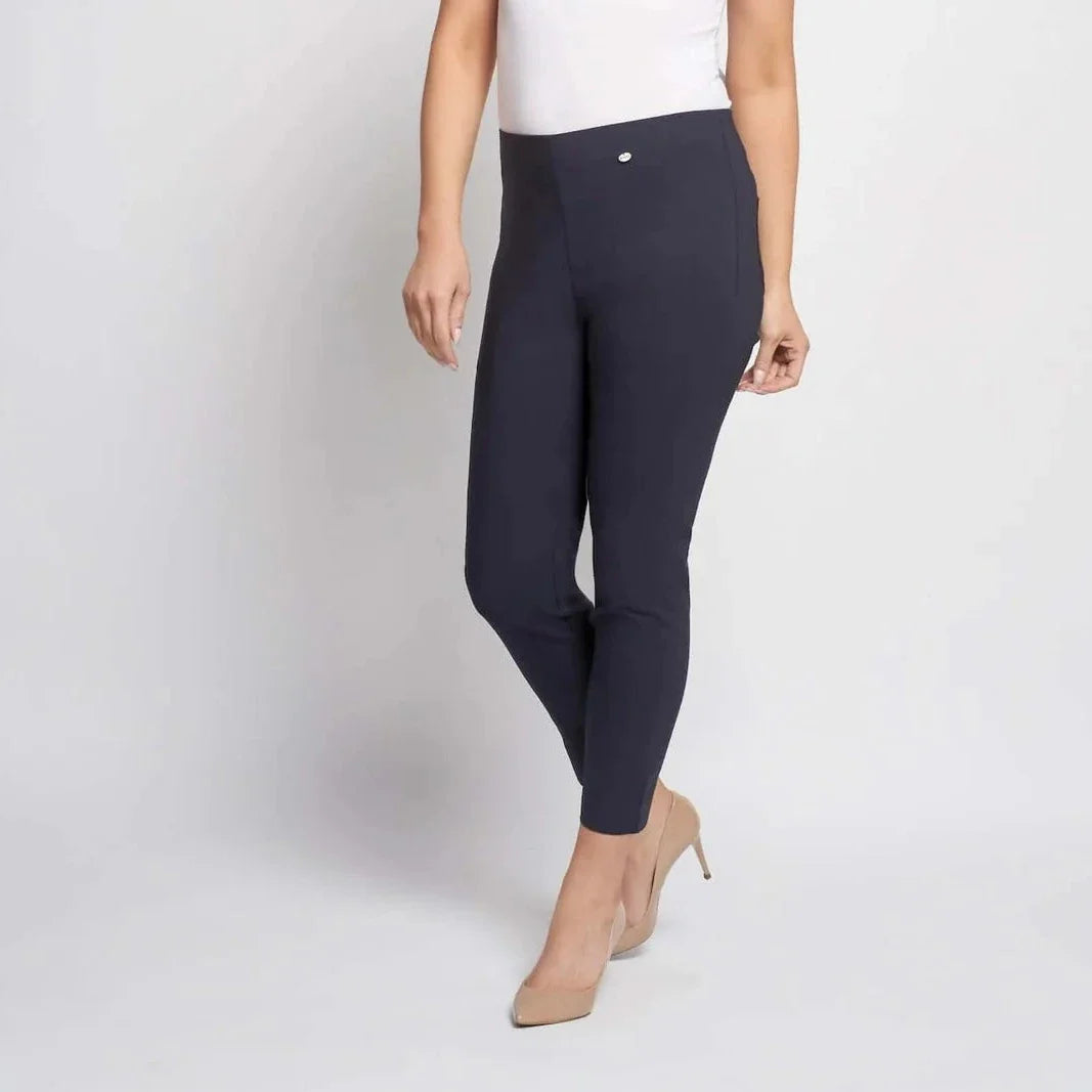 Pinns 302CT Navy Blue Slim Leg Bengaline Ankle Grazer with Back Split