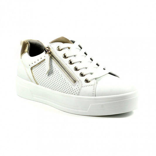 Lunar Nia White and Gold Trainer Pump DLB042
