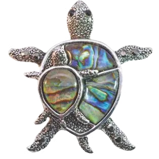 Byzantium Mummy & Baby Turtle Paua Brooch