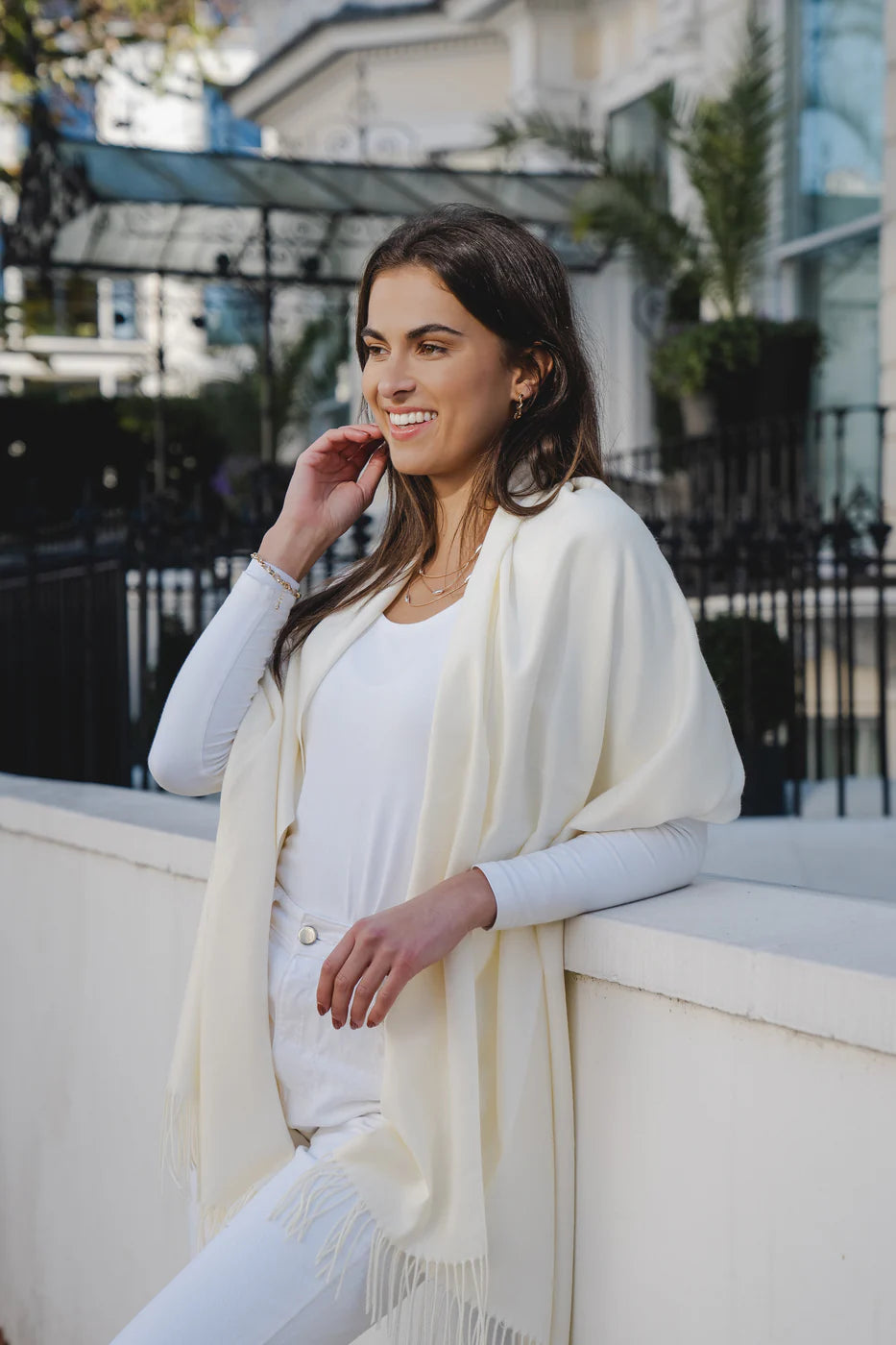 Park Lane PAS Celine Pashmina in White & Creams