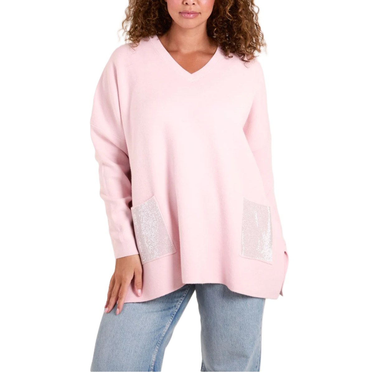 V Neck Embellished Pocket Jumper