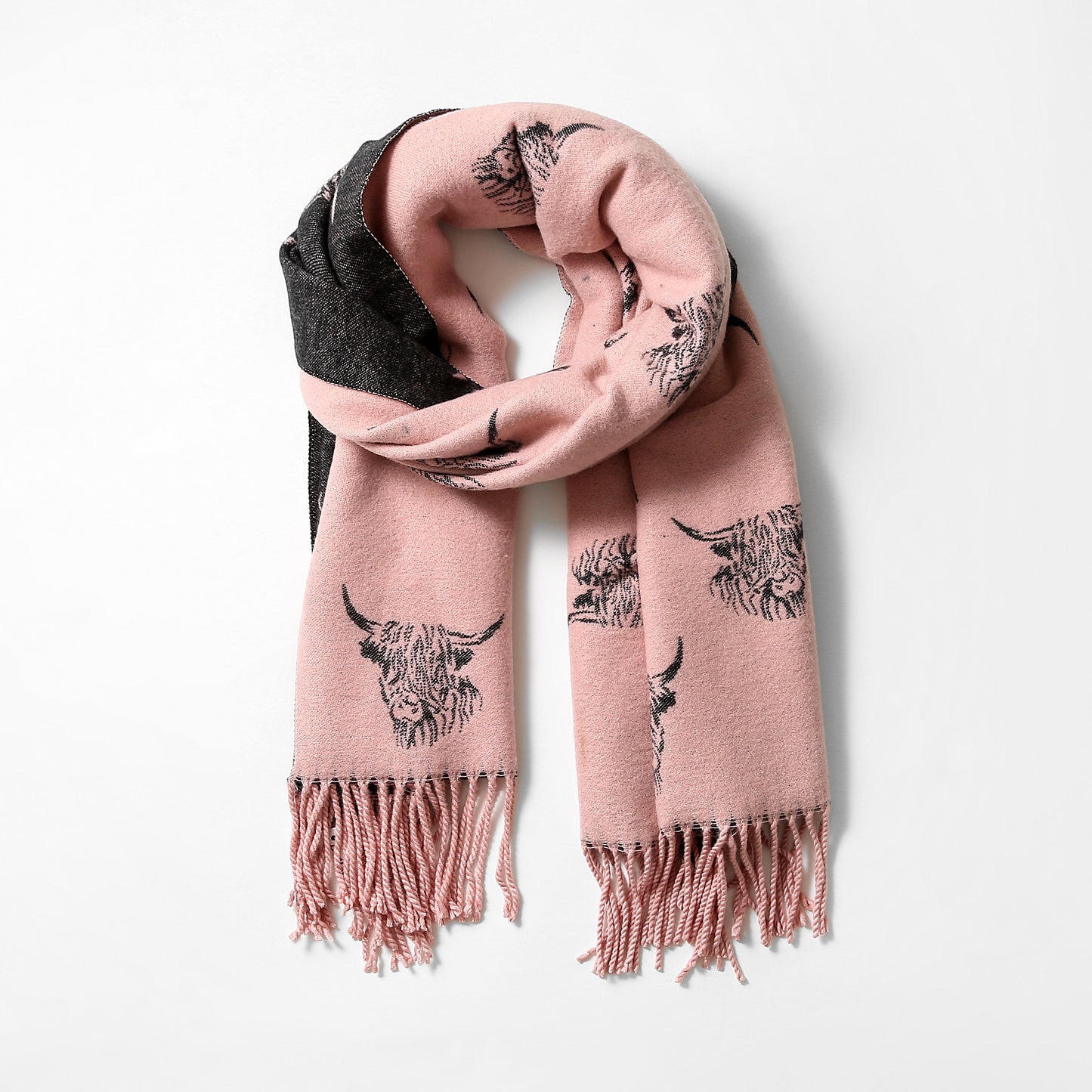 Butterfly Reversible Highland Cow Scarf