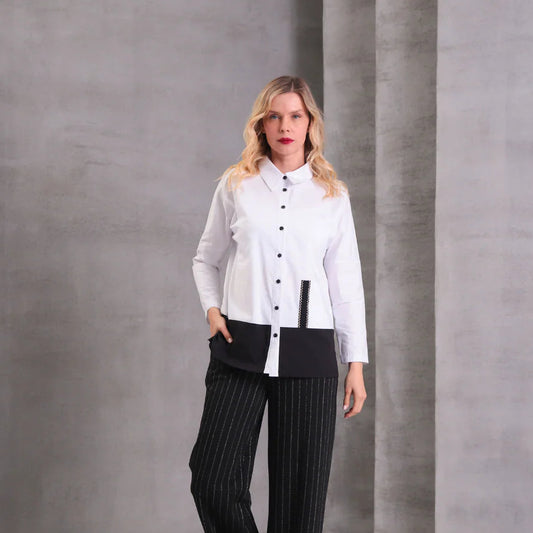 I.NCO 25AW 4323 White shirt with black contrast
